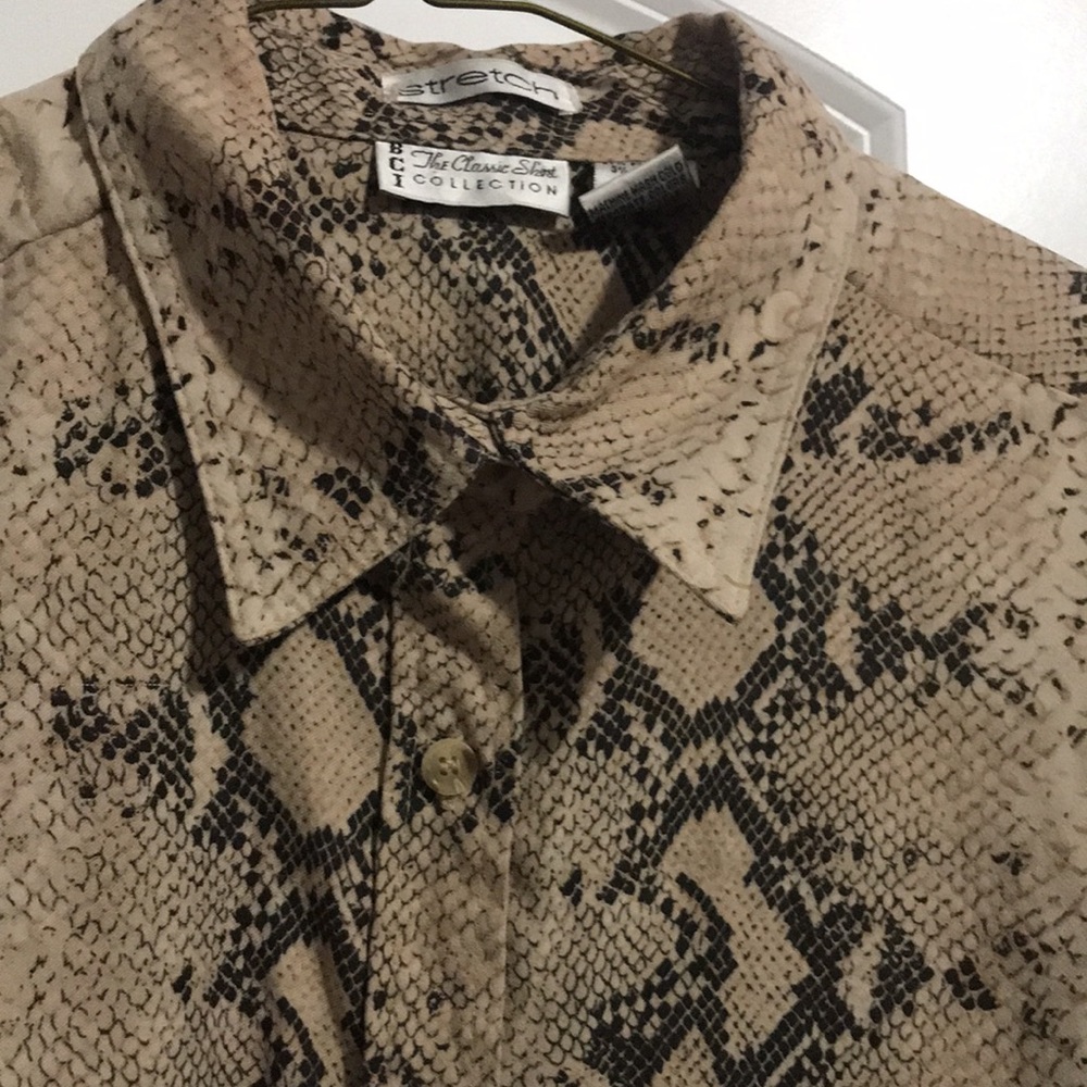 Snake print stretch tan and black heavy soft feel